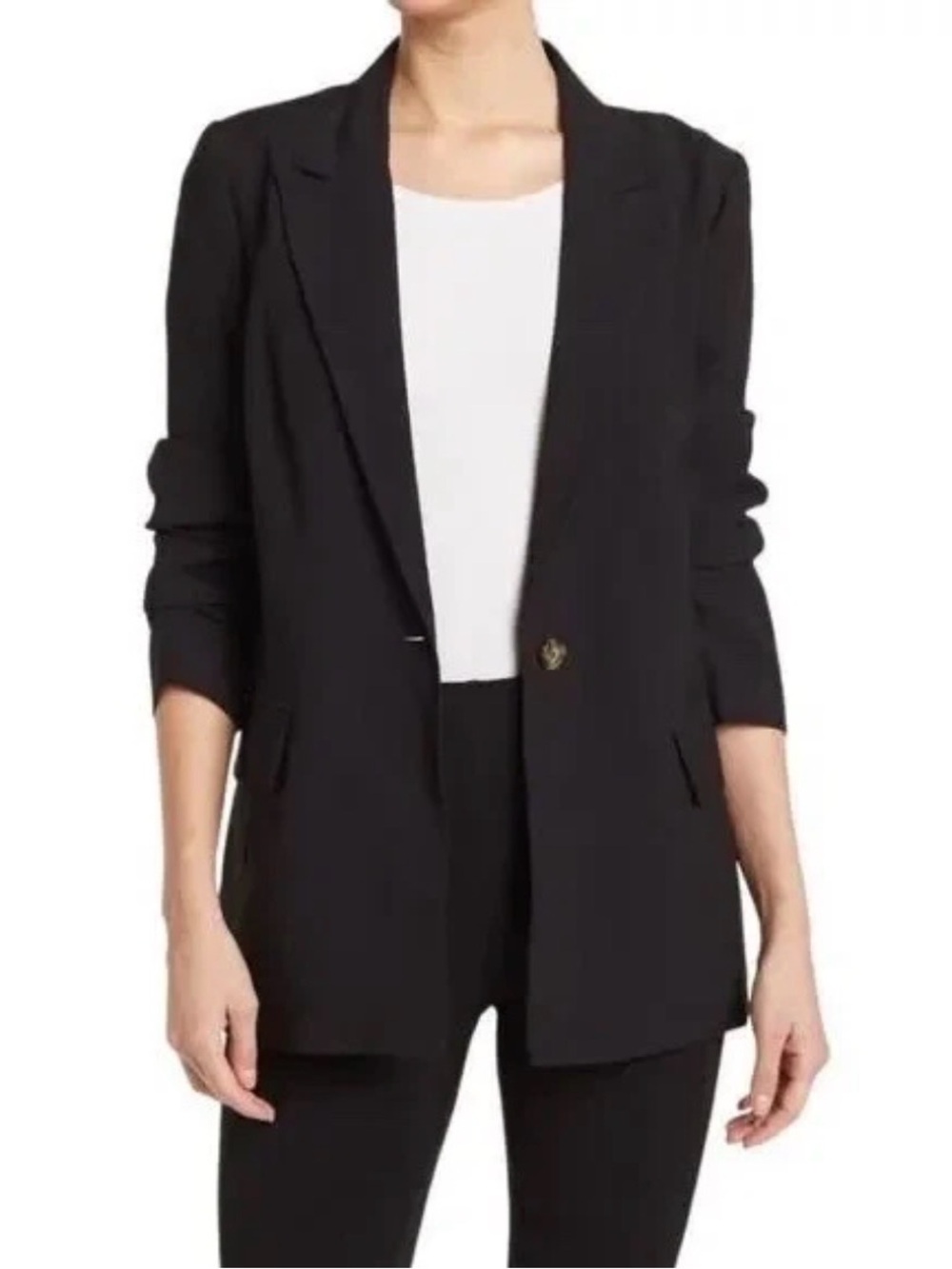 Wayf Black Longline Single Button Blazer Jacket Coat, Size Extra Small, XS
